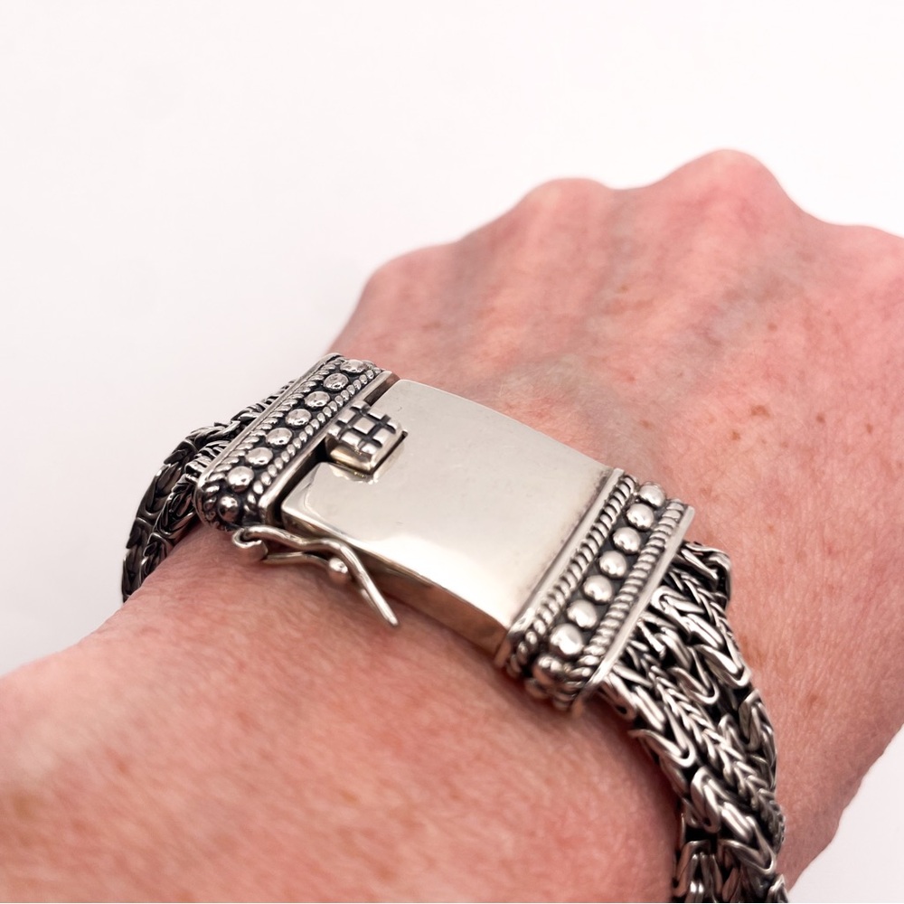 Silpada B1452 Sterling Silver Multi-Strand Woven Chain Bracelet with Box Clasp - Picture 12 of 13